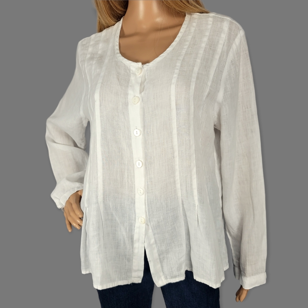 Flax White Linen Button-Down Shirt